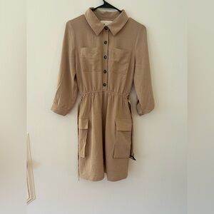 Monteau Beige Button-Up Blouse